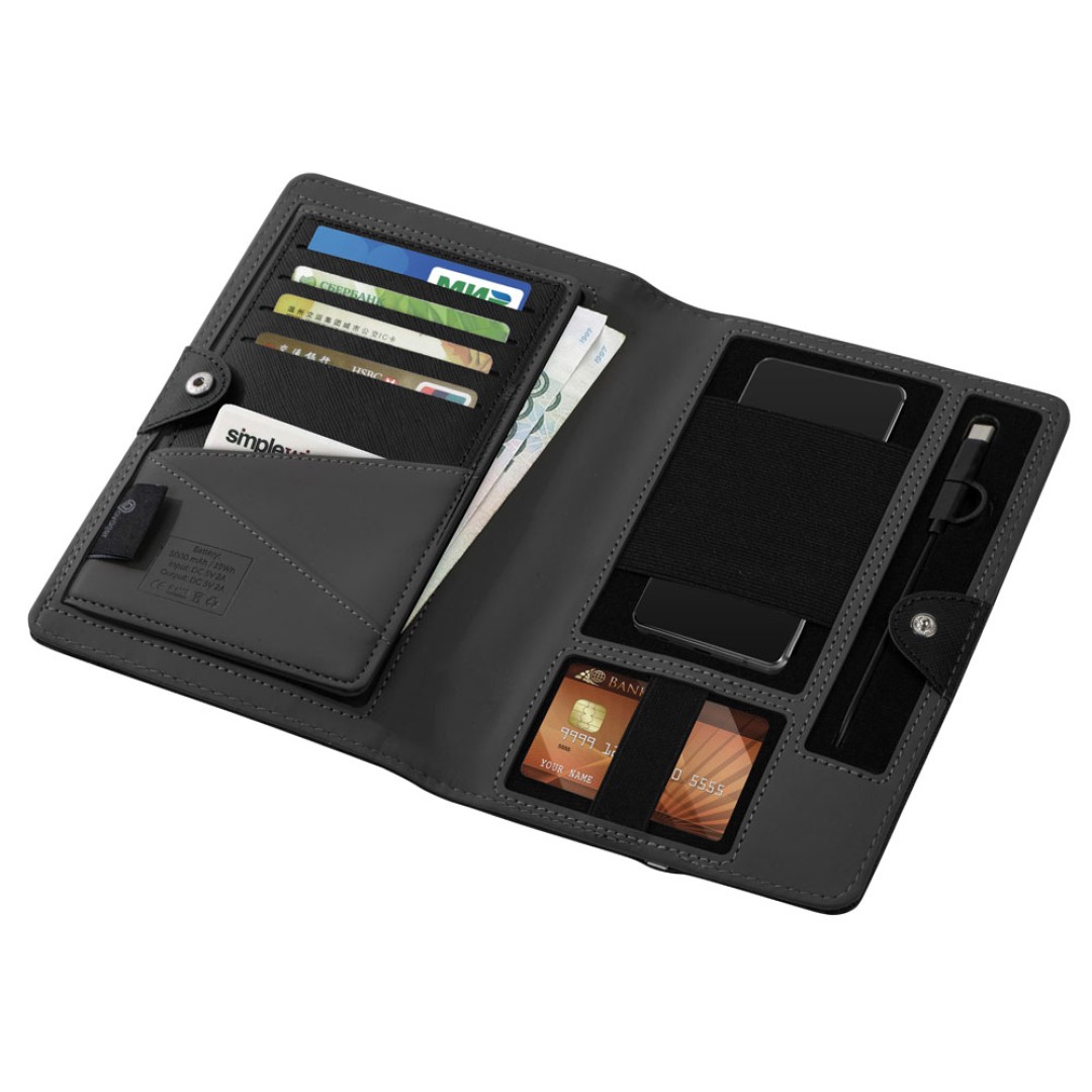 Органайзер с функцией беспроводной зарядки "Manner", 5000 mah, черный