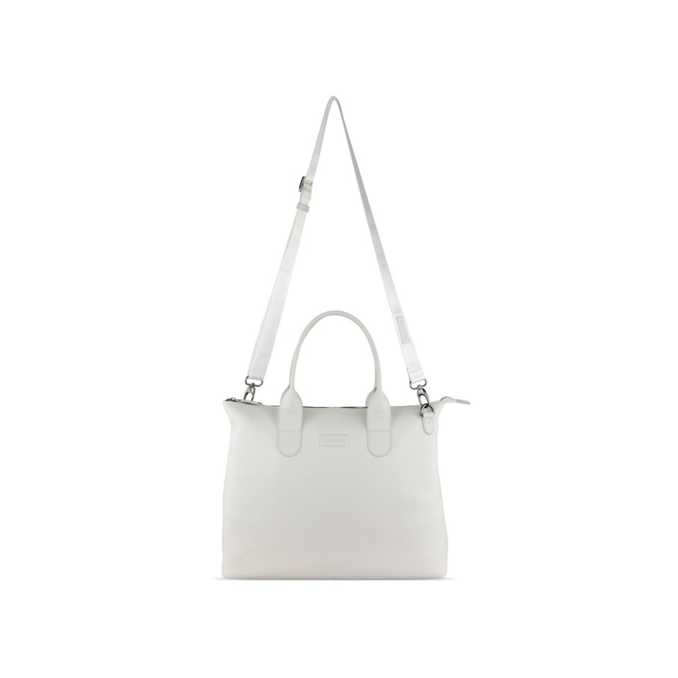 Сумка-шоппер BUGATTI Elsa, белая, воловья кожа/полиэстер, 46х11х31,5 см