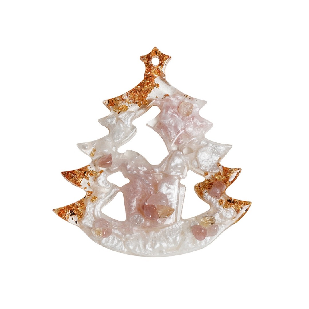 Елочные игрушки ( Снегирь+ Олень+ Ель) Розовый кварц