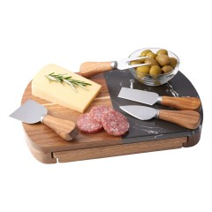 Набор для сыра в подарочной коробке из акации и мрамора "Date"