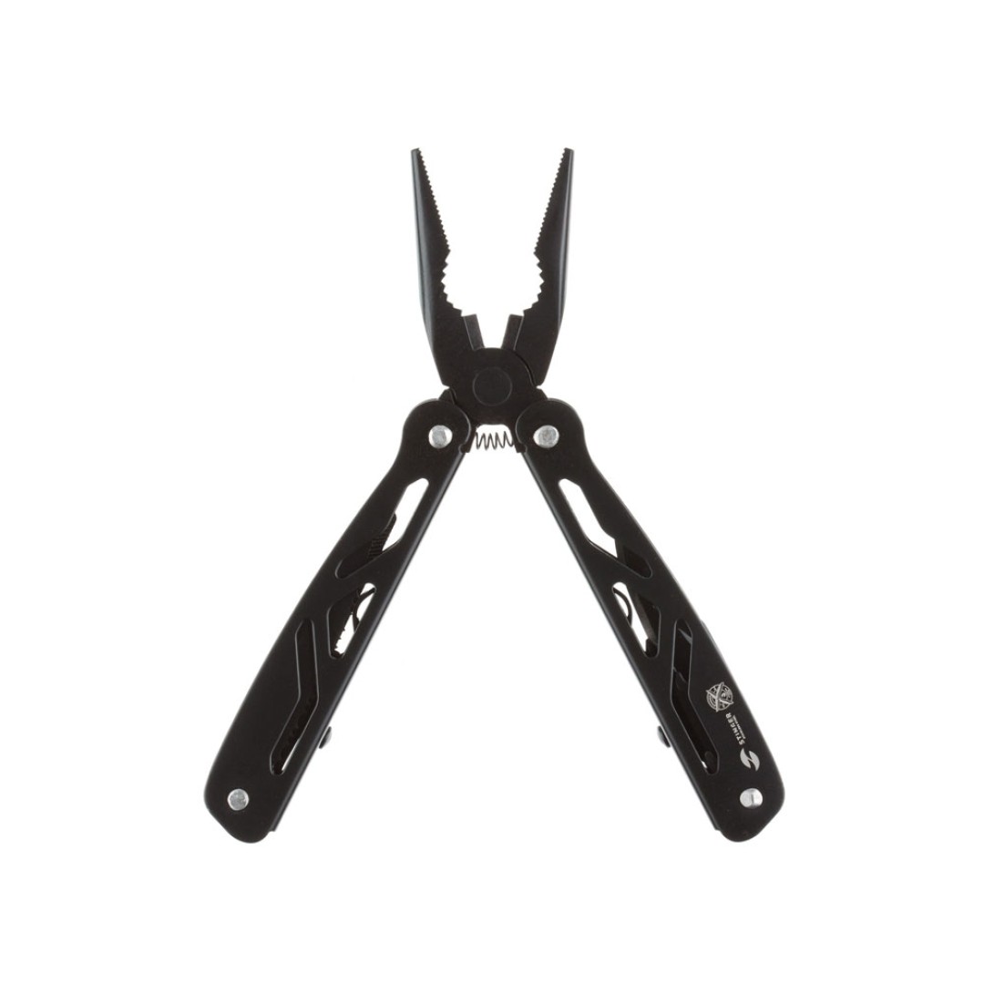 Мультитул Stinger, 100x35 мм, 12 функций, сталь/алюминий, чёрный, в комплекте нейлоновый чехол