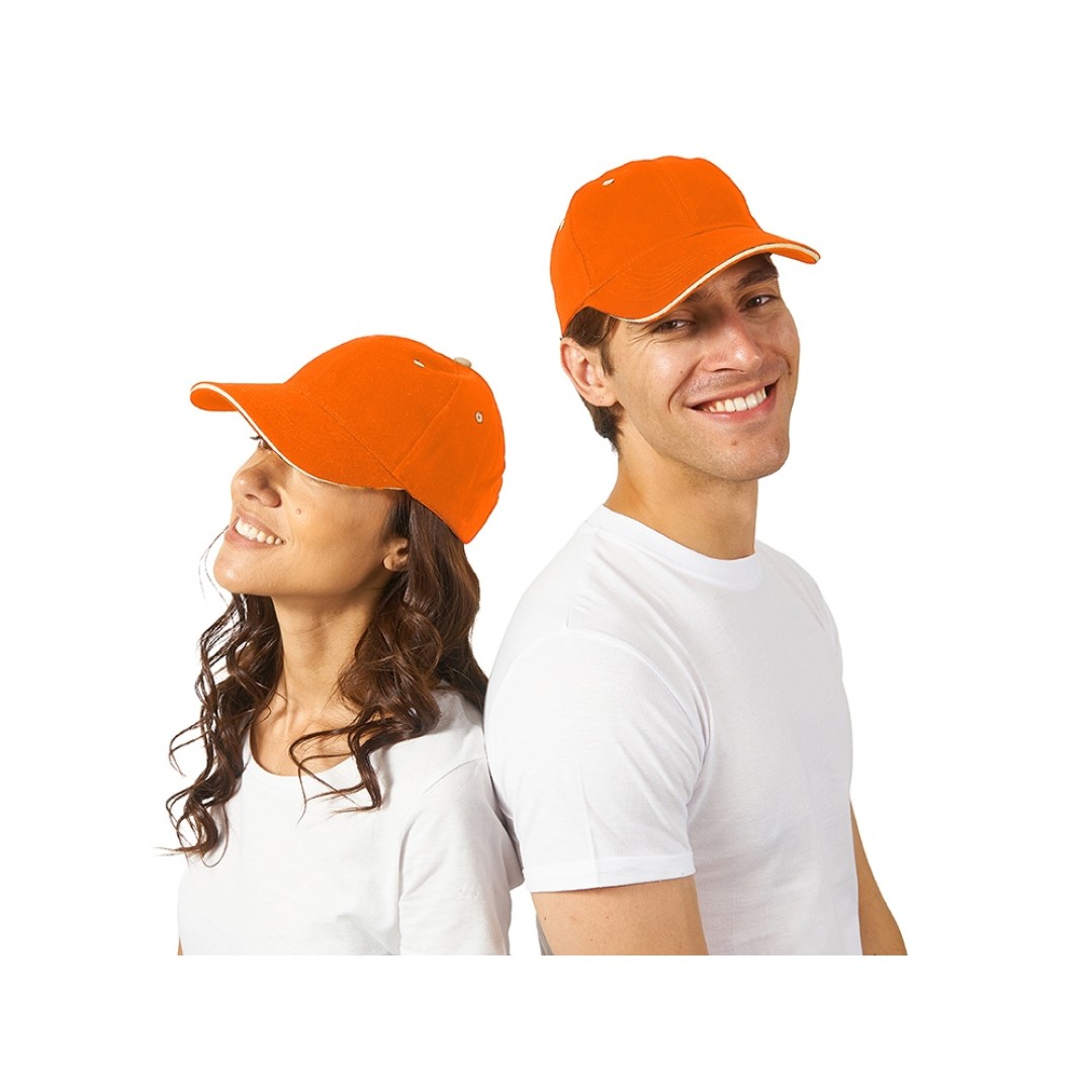 Бейсболка "New Castle" 6-ти панельная, оранжевый/белый