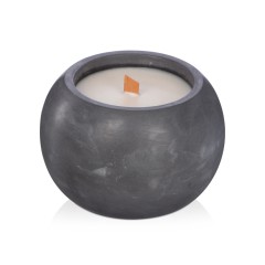 Круглая свечка в бетоне, фитиль дерево, oud wood