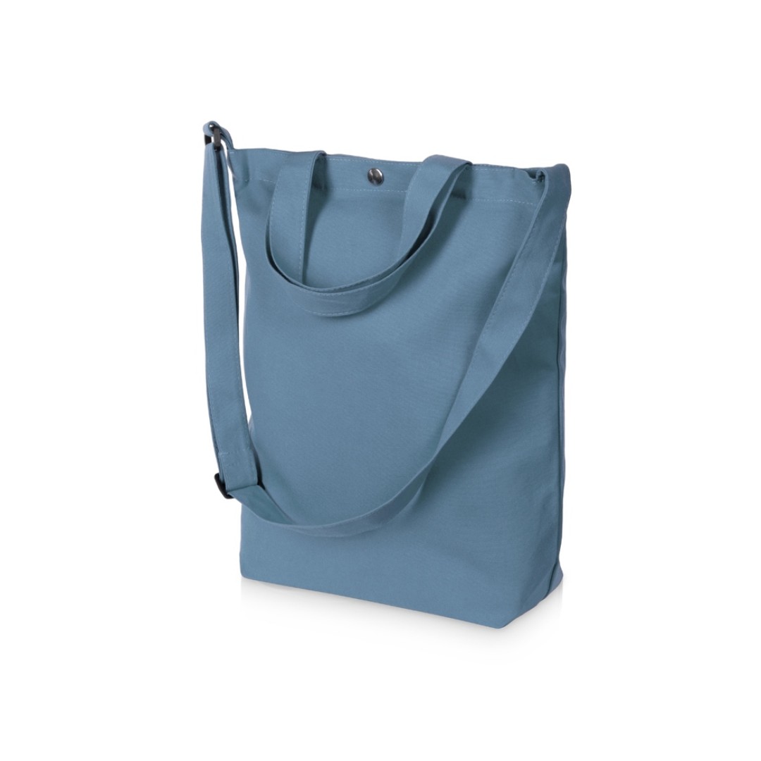 Сумка Helfer из хлопка на кнопке с регулирующейся лямкой, антрацит