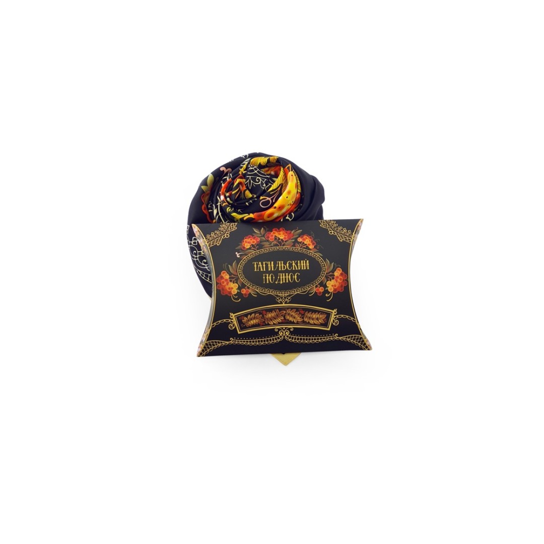 Платок «Тагильский поднос», черный