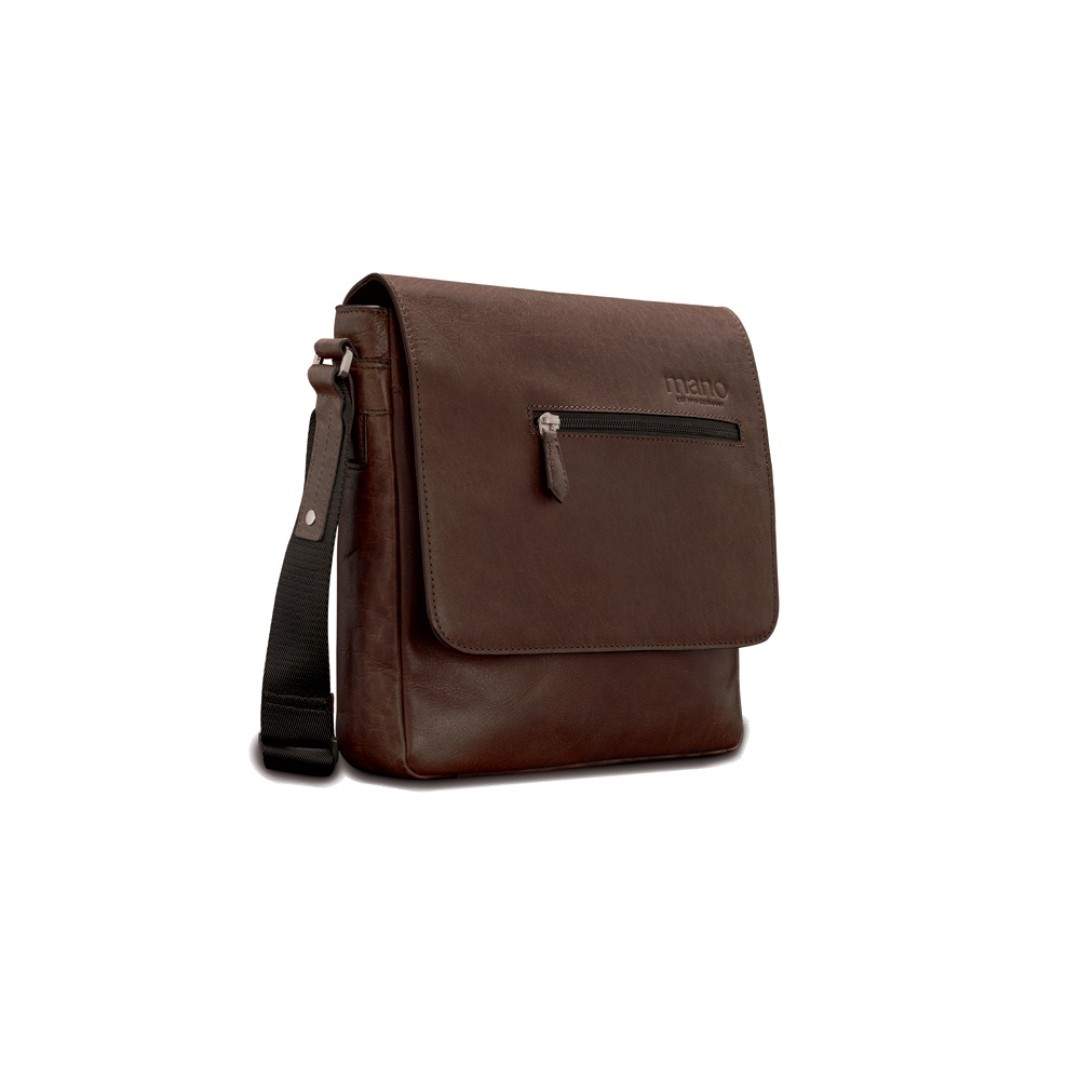 Сумка через плечо Mano "Don Valentino", натуральная кожа в коричневом цвете, 25 х 27 х 7 см