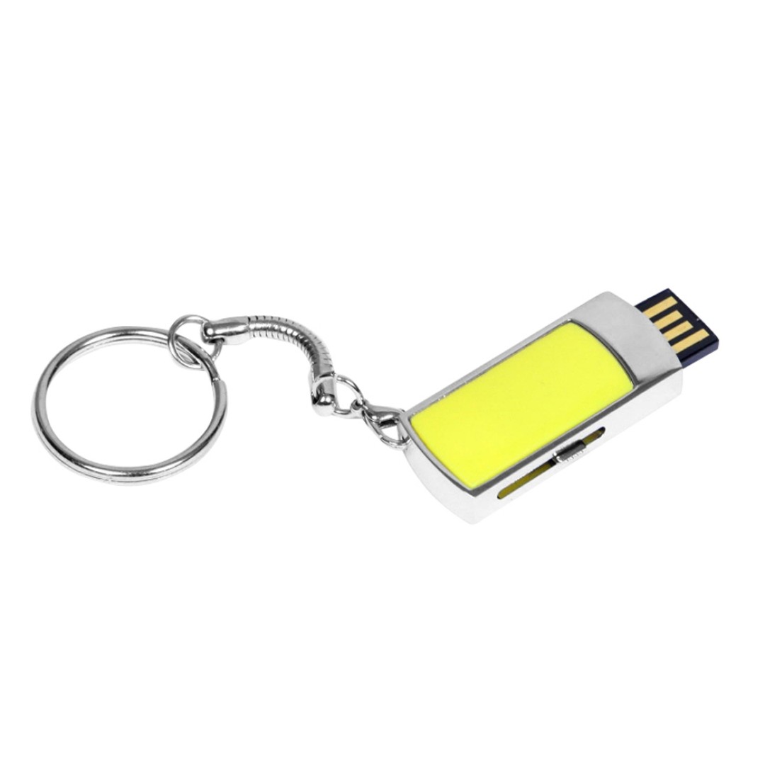 Флешка прямоугольной формы, выдвижной механизм с мини чипом, 32 Гб, желтый/серебристый
