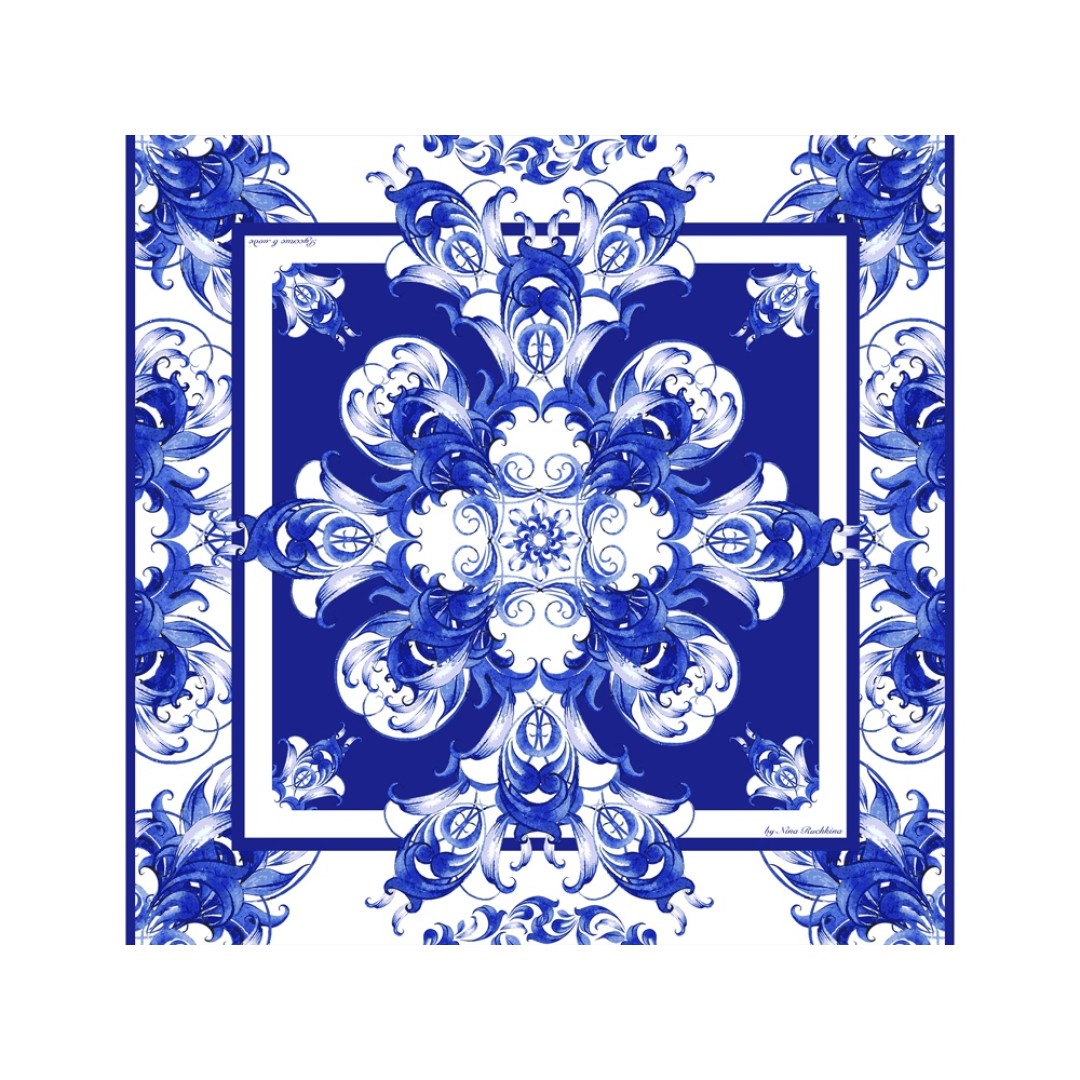 Набор: платок «Гжель» и свеча «Птица счастья»