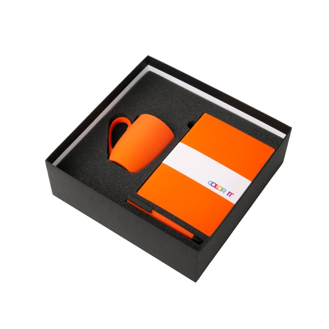 Подарочный набор c блокнотом C2, ручкой и кружкой, оранжевый