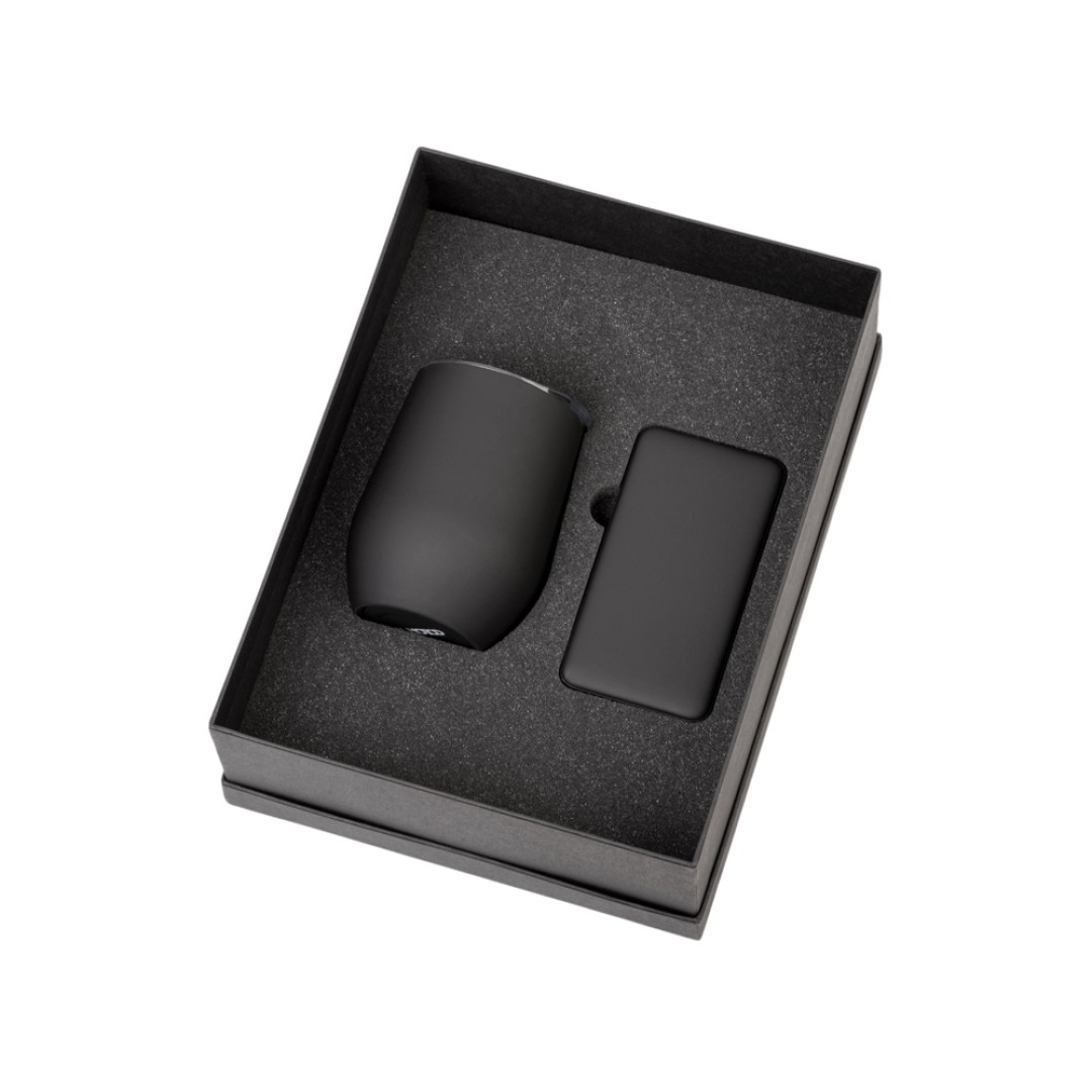 Подарочный набор с термокружкой и повербанком С1, 5000 mAh, черный