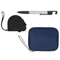 Подарочный набор с ручкой и рулеткой, черный/серебристый