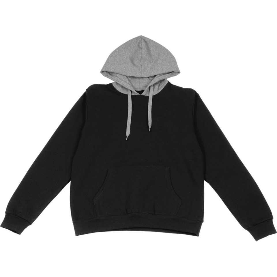 Толстовка с капюшоном "Amsterdam" мужская, черный/серый меланж