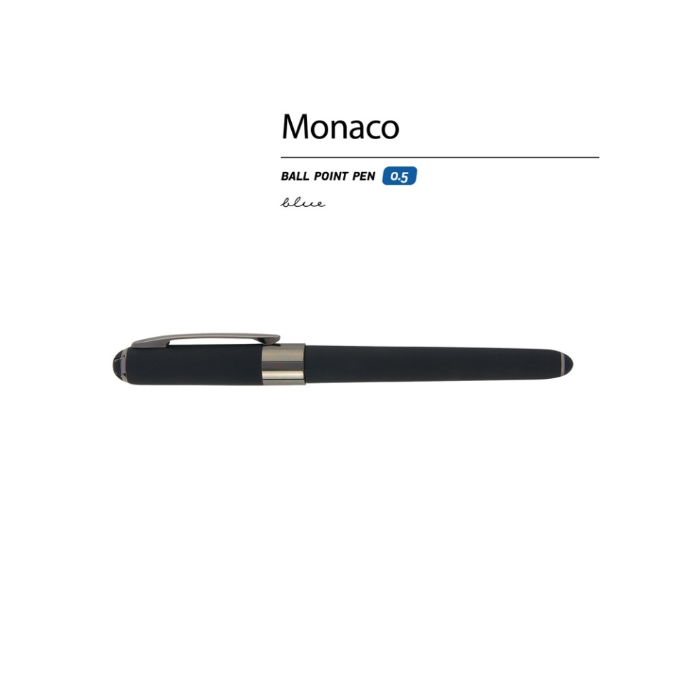 Ручка пластиковая шариковая «Monaco», 0,5мм, синие чернила, черный/вороненая сталь
