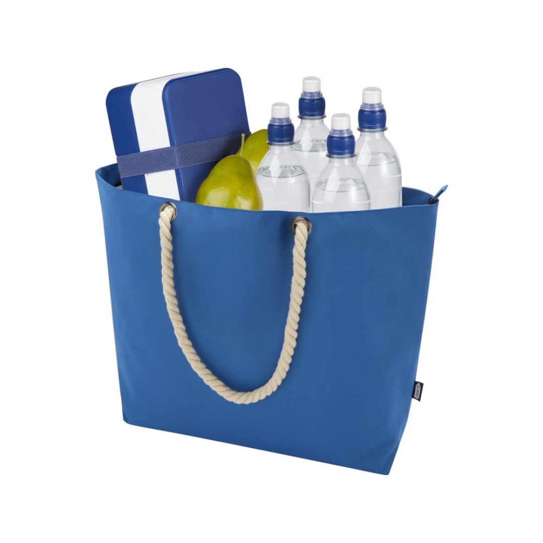 Panama пляжная эко-сумка-холодильник из переработанного материала, с ручками-шнурками 23L, ярко-синий
