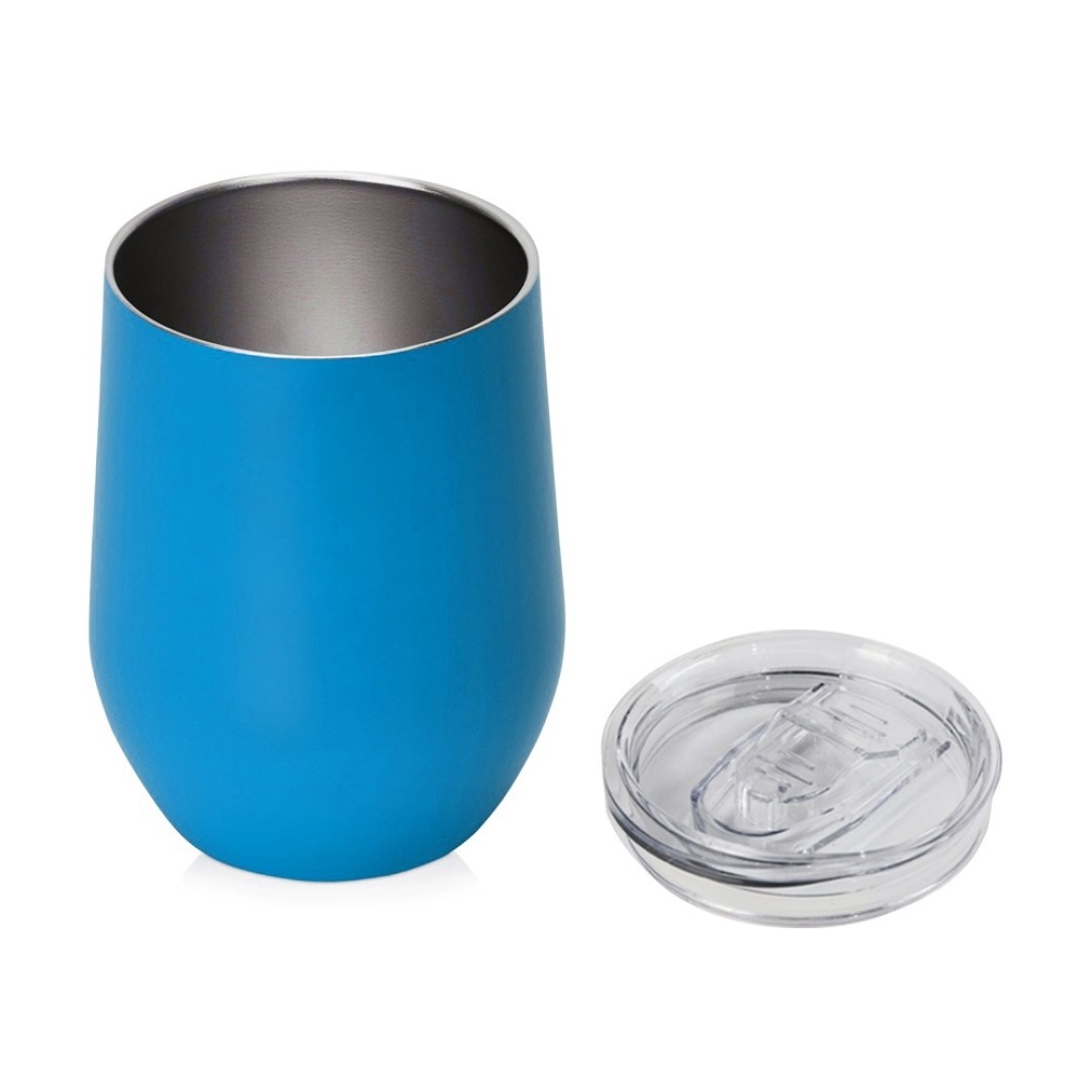 Вакуумная термокружка "Sense", непротекаемая крышка, крафтовая упаковка, голубой