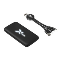 Набор из внешнего акуумулятора и универсального кабеля с подсветкой лого «Reserve LED», 10000mAh, черный