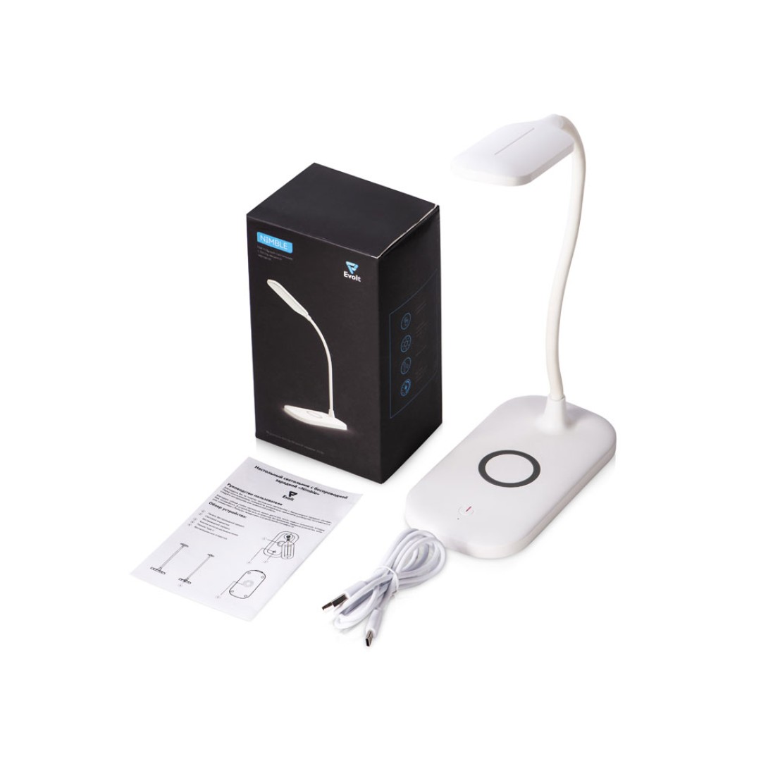 Настольный светильник с беспроводной зарядкой "Nimble", 10 Вт (Р)