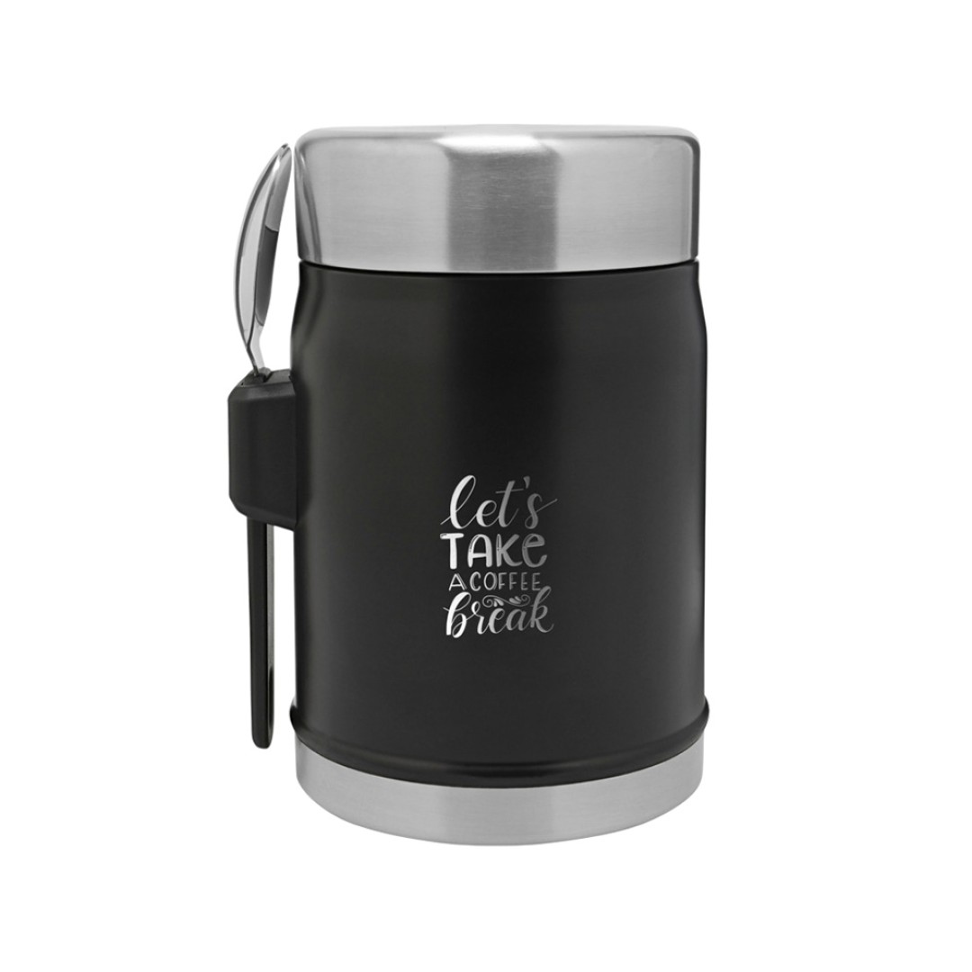 Банка для еды объемом 400 мл с ложкой-вилкой Stanley Legendary - черный матовый