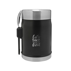 Банка для еды объемом 400 мл с ложкой-вилкой Stanley Legendary - черный матовый