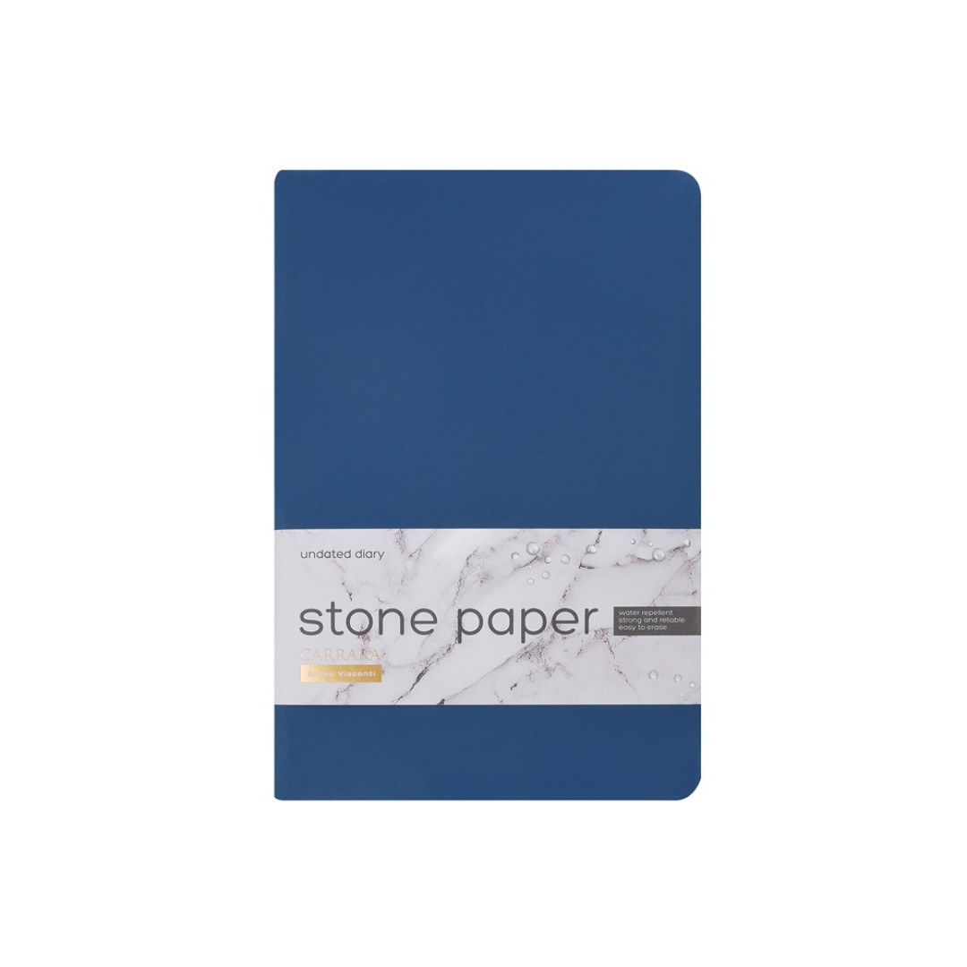 Ежедневник с каменной бумагой недатированный А5 "Carrara", темно-синий