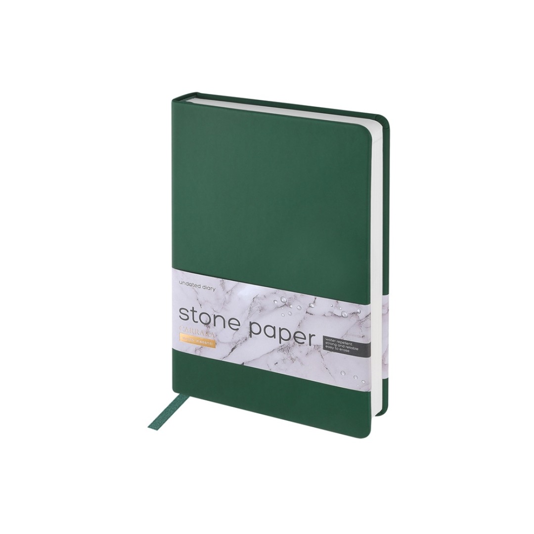 Ежедневник с каменной бумагой недатированный А5 "Carrara", зеленый