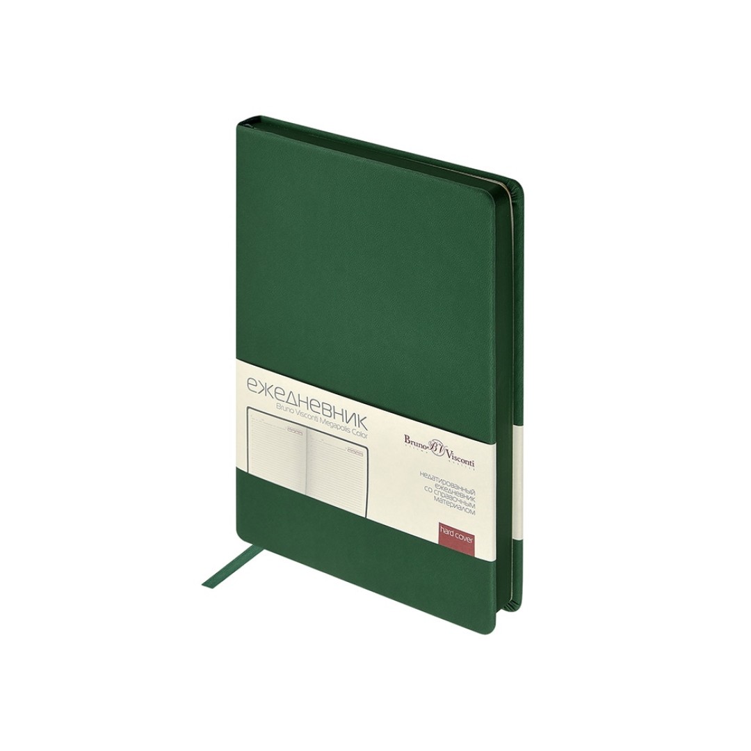 Ежедневник А5 "Megapolis Color New" soft-touch, зеленый