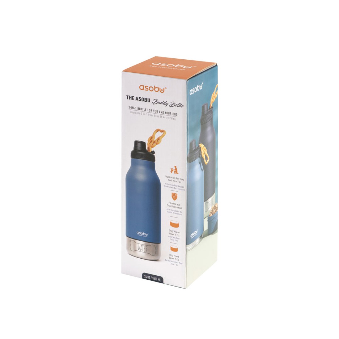 Вакуумный термос «Buddy» 3-в-1 со съемными мисками для питомцев, 1000 мл, синий