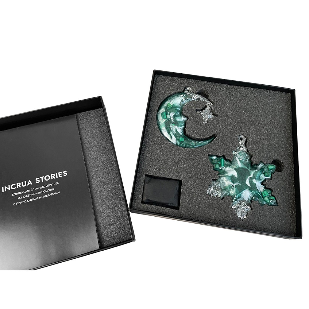 Елочные игрушки (Полумесяц+Снежинка) Авантюрин зеленый