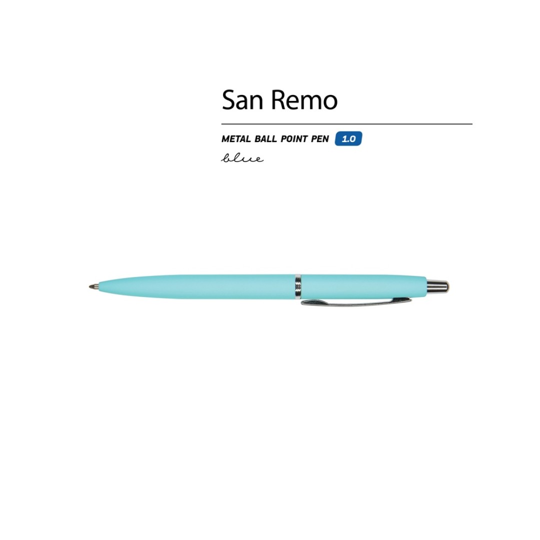 Ручка металлическая шариковая "San Remo", софт-тач, 1.0 мм, голубой