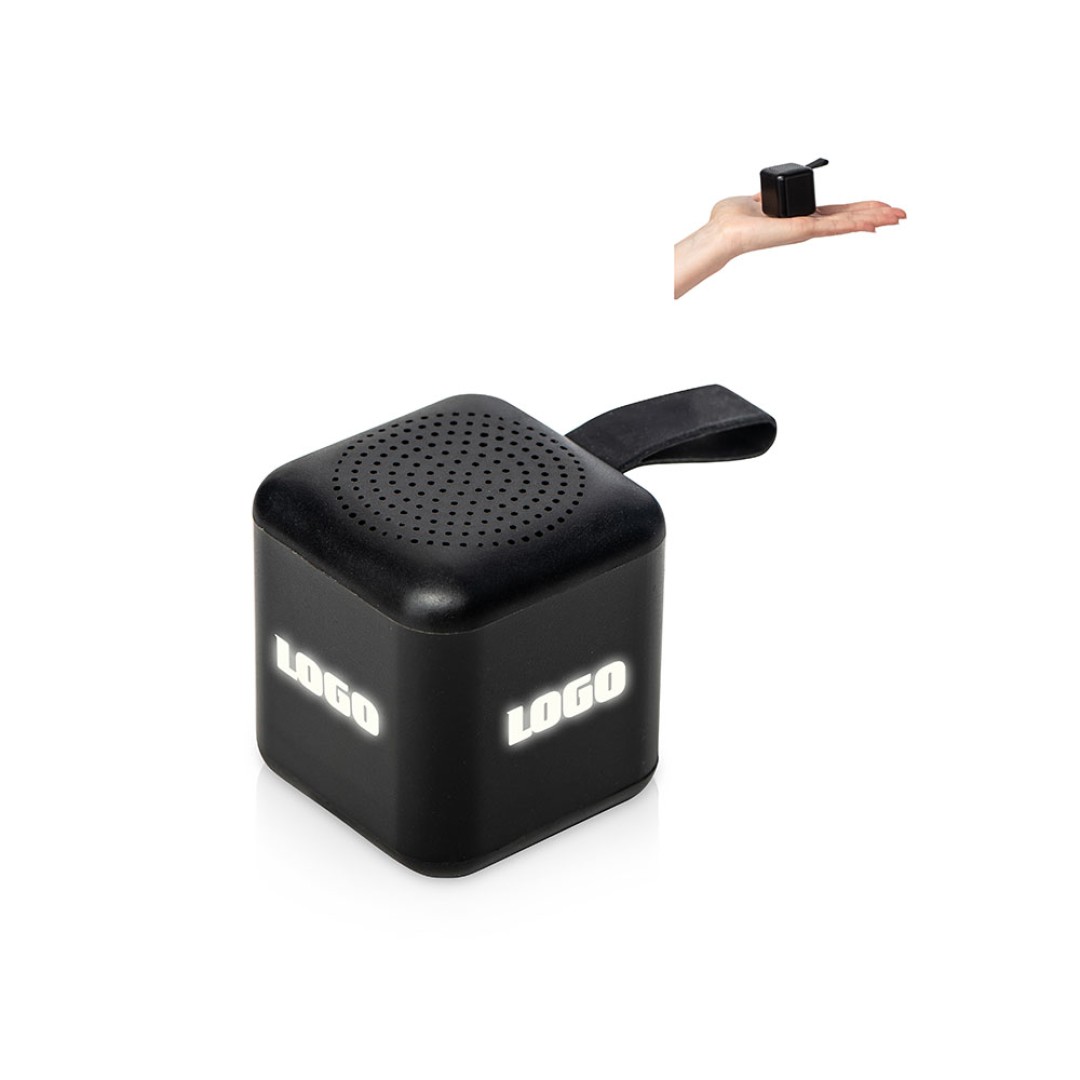 Портативная колонка TWS с подсветкой лого «Tiny», 3 Вт, черный