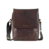 Сумка через плечо Mano "Don Leon", натуральная кожа в коричневом цвете, 20 х 25 х 8 см