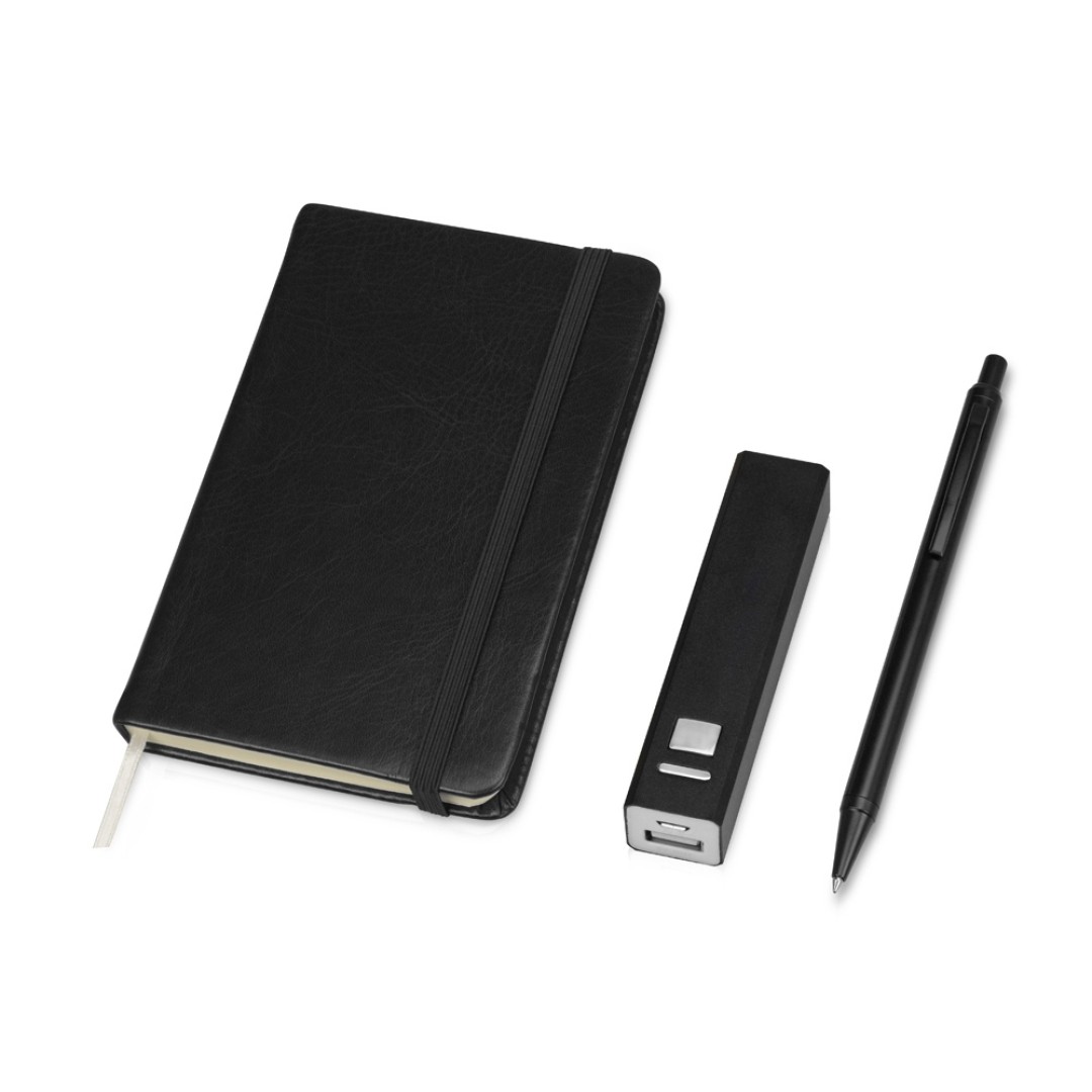 Набор для записей с пауэрбэнком "Ион", черный (Р)