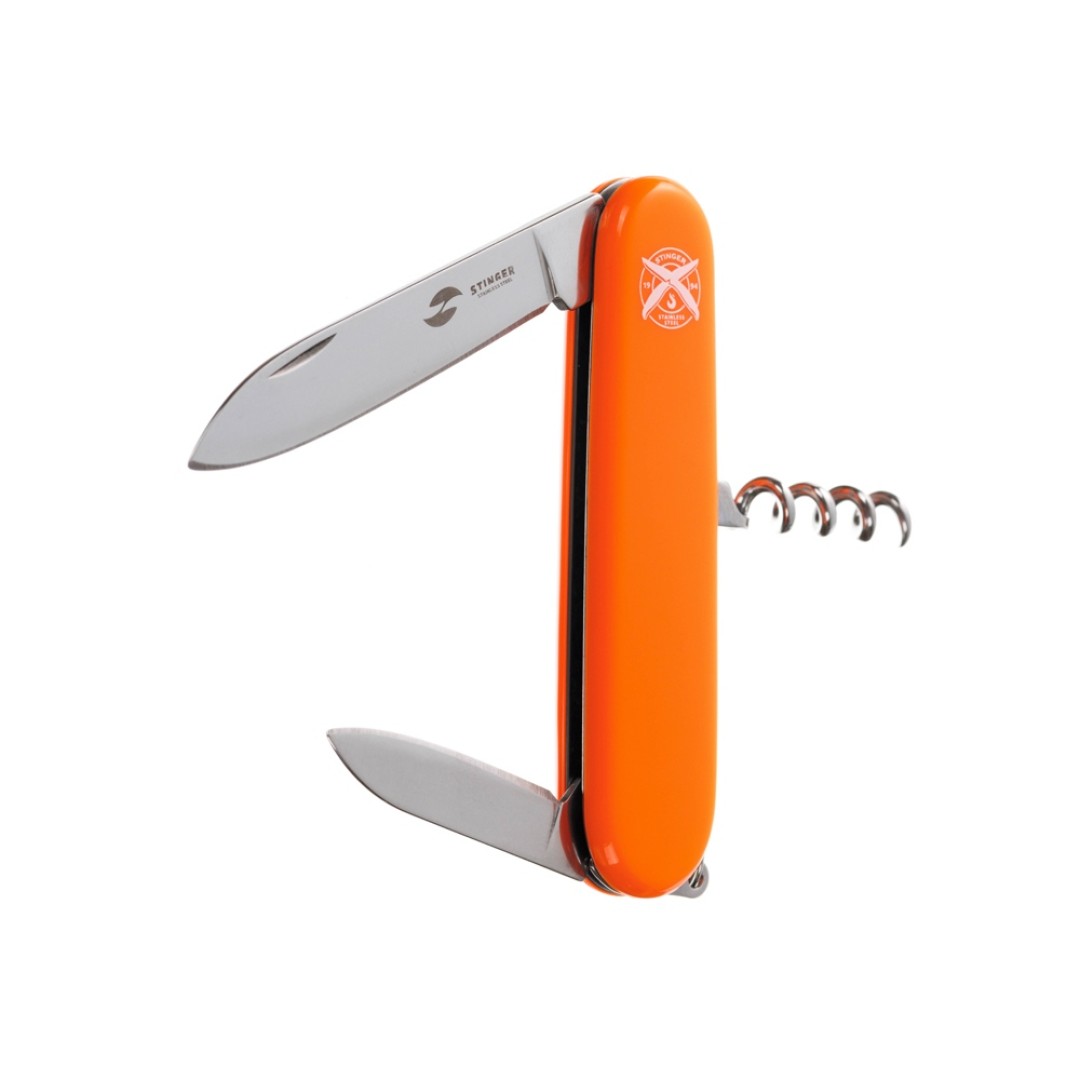 Нож перочинный Stinger, 90 мм, 4 функции, материал рукояти: АБС-пластик (оранжевый)
