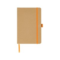 Блокнот A5 "Sevilia Color", твердая обложка из крафта, 80 листов, цветной срез и форзац, натуральный/оранжевый