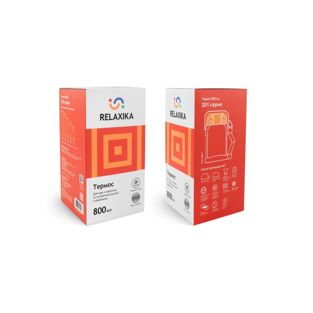 Термос универсальный (для еды и напитков) Relaxika 201, 800 мл, стальной