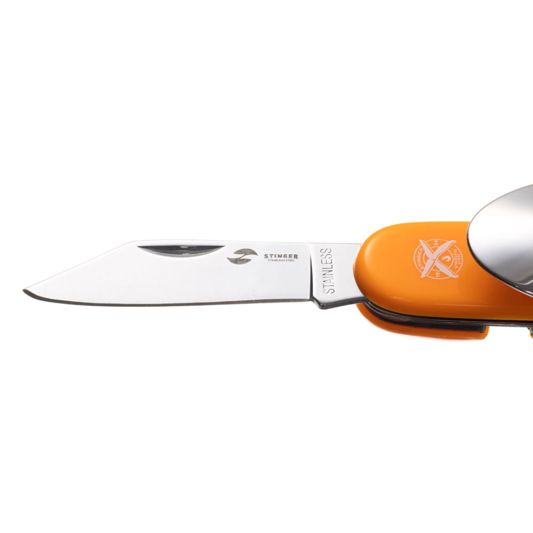 Нож перочинный Stinger, 109 мм, 8 функций, материал рукояти: АБС-пластик (оранжевый)