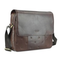 Сумка через плечо Mano "Don Leon", натуральная кожа в коричневом цвете, 38 х 30 х 7 см