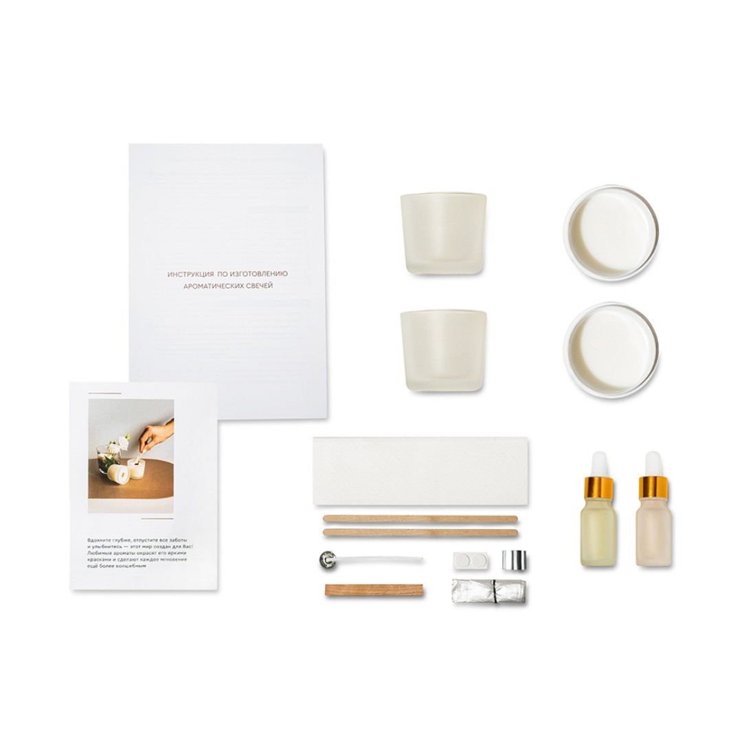 Набор для создания 2-х ароматических свечей: амбра и табак/маракуйя, сандал и пачули (без лого LM)