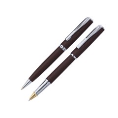 Набор Pierre Cardin PEN&PEN: ручка шариковая + роллер. Цвет - коричневый матовый. Упаковка Е.