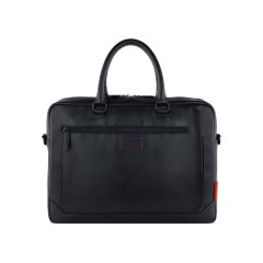 Портфель мужской BUGATTI Clark, чёрный, воловья кожа/полиэстер, 40х9,5х29 см, 10 л