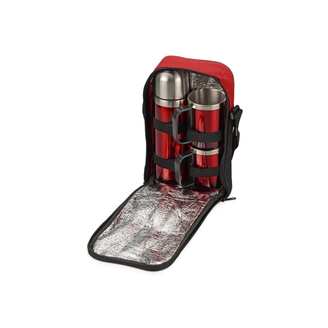 Набор «Походный» с чехлом: термос, 2 кружки, красный