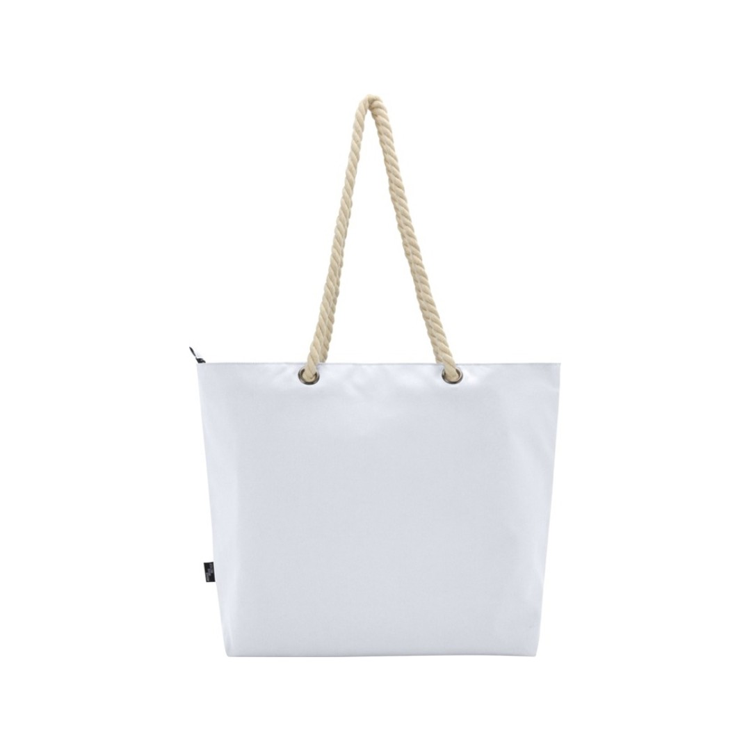 Panama пляжная эко-сумка-холодильник из переработанного материала, с ручками-шнурками 23L, белый