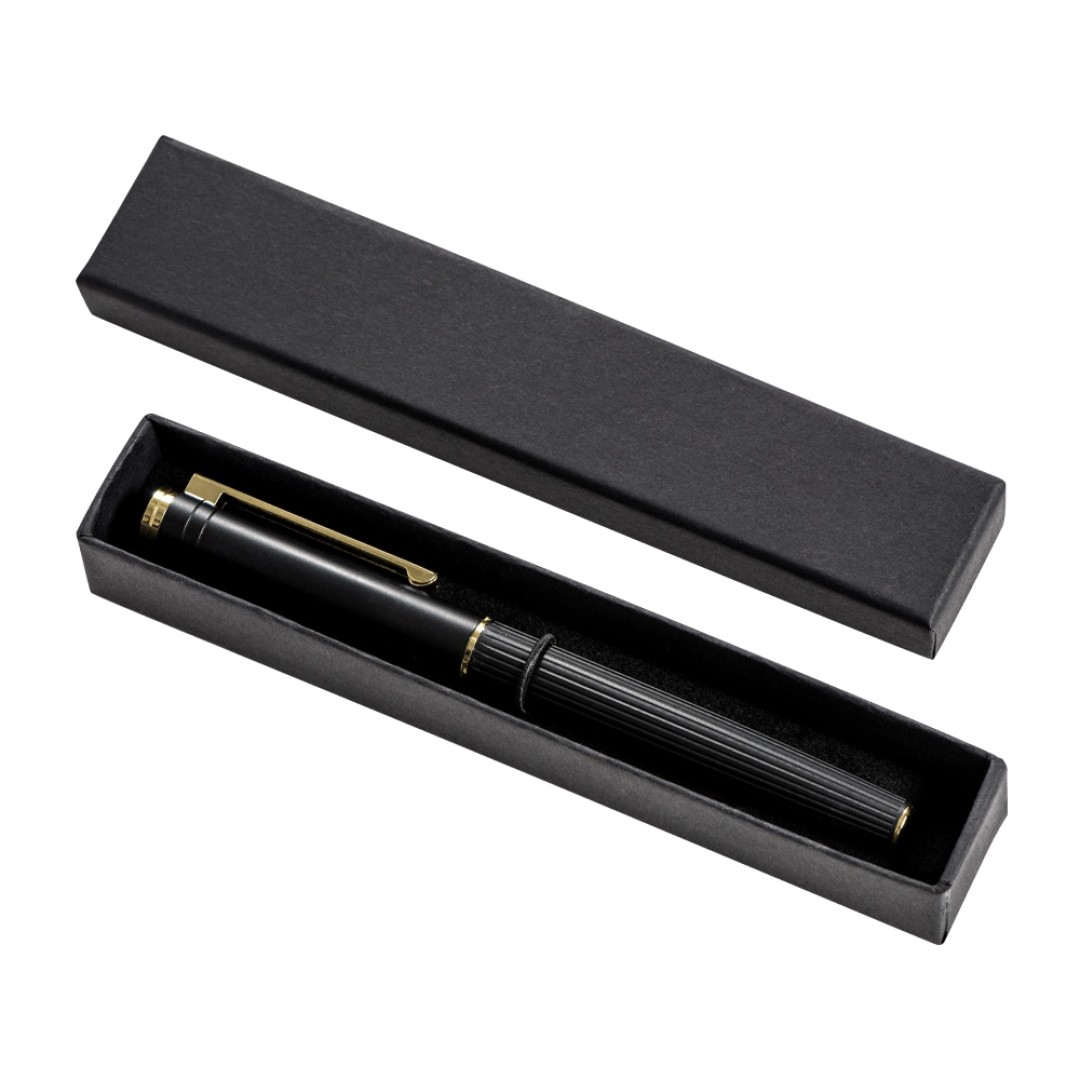 Металлическая ручка-роллер с золотистым слоем "Monarch Gold", черная