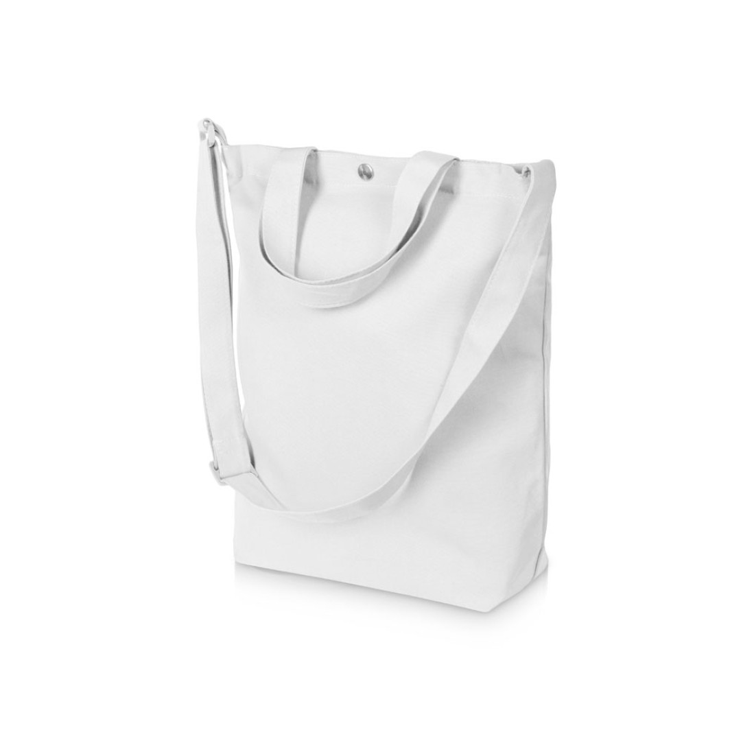 Сумка Helfer из хлопка на кнопке с регулирующейся лямкой, белый