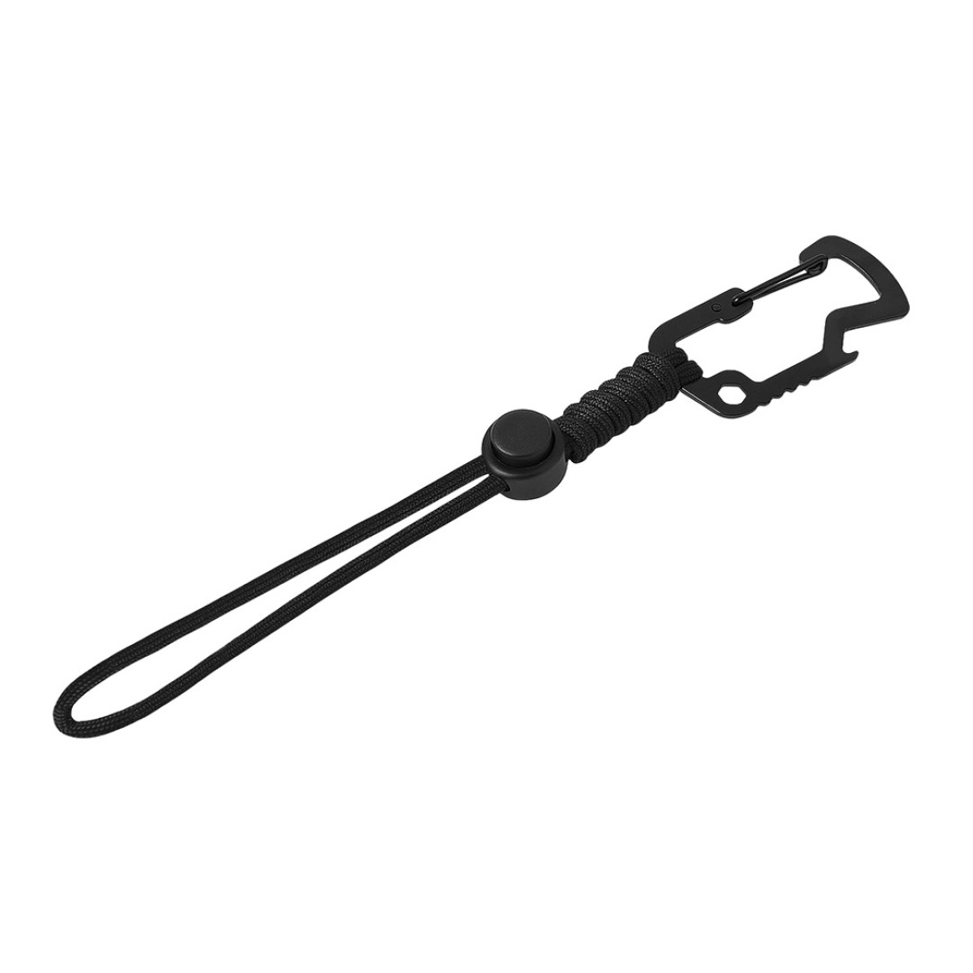 Брелок-шнурок "Spanner" с карабином с открывашкой для бутылок и ключом-шестигранником, черный