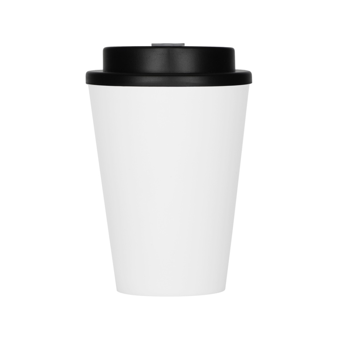 Пластиковый стакан Take away с двойными стенками и крышкой с силиконовым клапаном, 350 мл, белый/черный