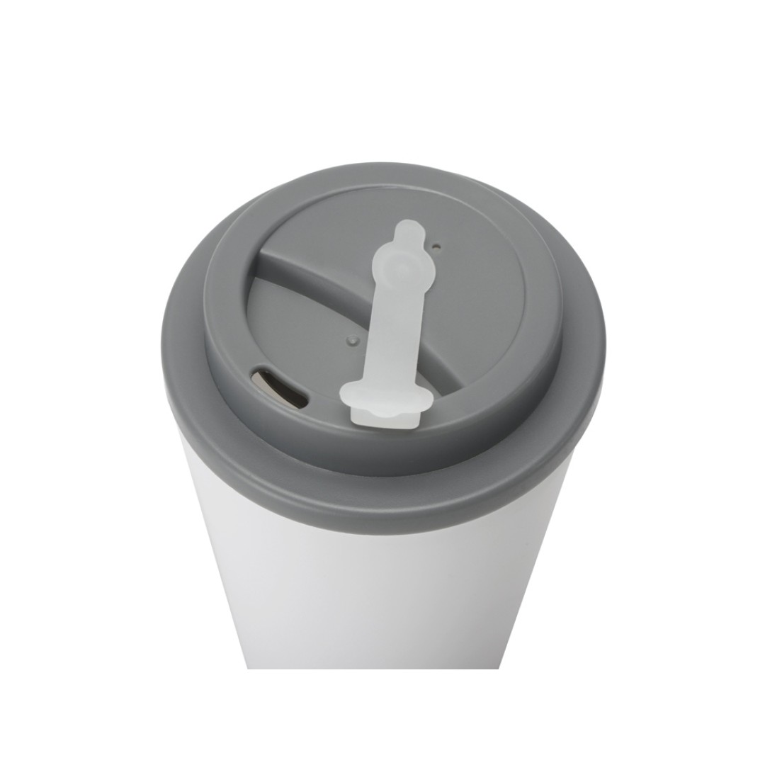 Пластиковый стакан Take away с двойными стенками и крышкой с силиконовым клапаном, 350 мл, белый/серый