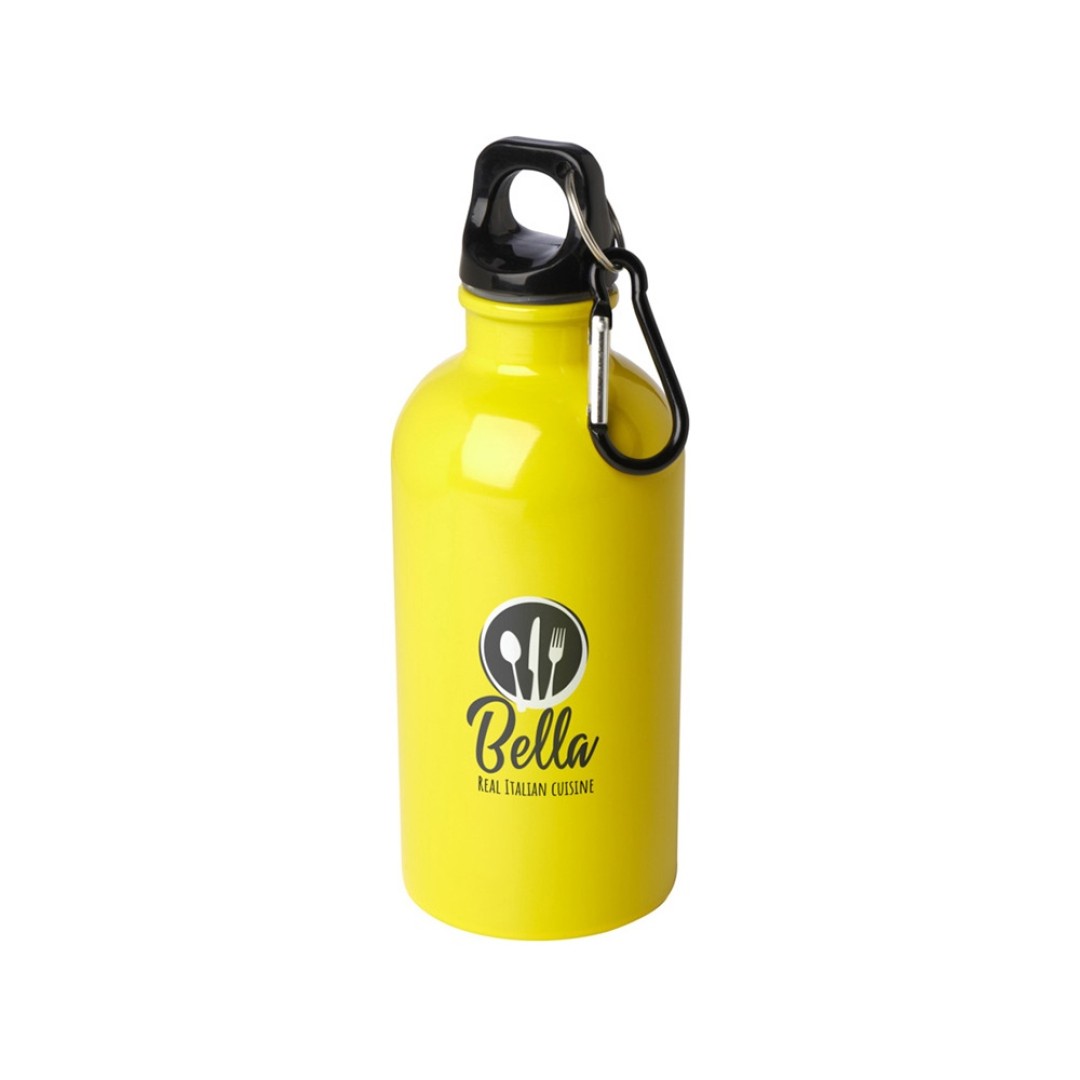 Одностенная бутылка для воды с карабином Oregon, изготовленная из нержавеющей стали, сертифицированной по стандарту RCS, объемом 400 мл - Желтый