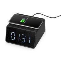 Беспроводная колонка с часами и функцией беспроводной зарядки «Sentry», черный