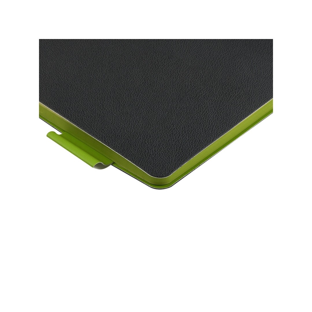 Блокнот А5 "Boston", черный с салатовым срезом